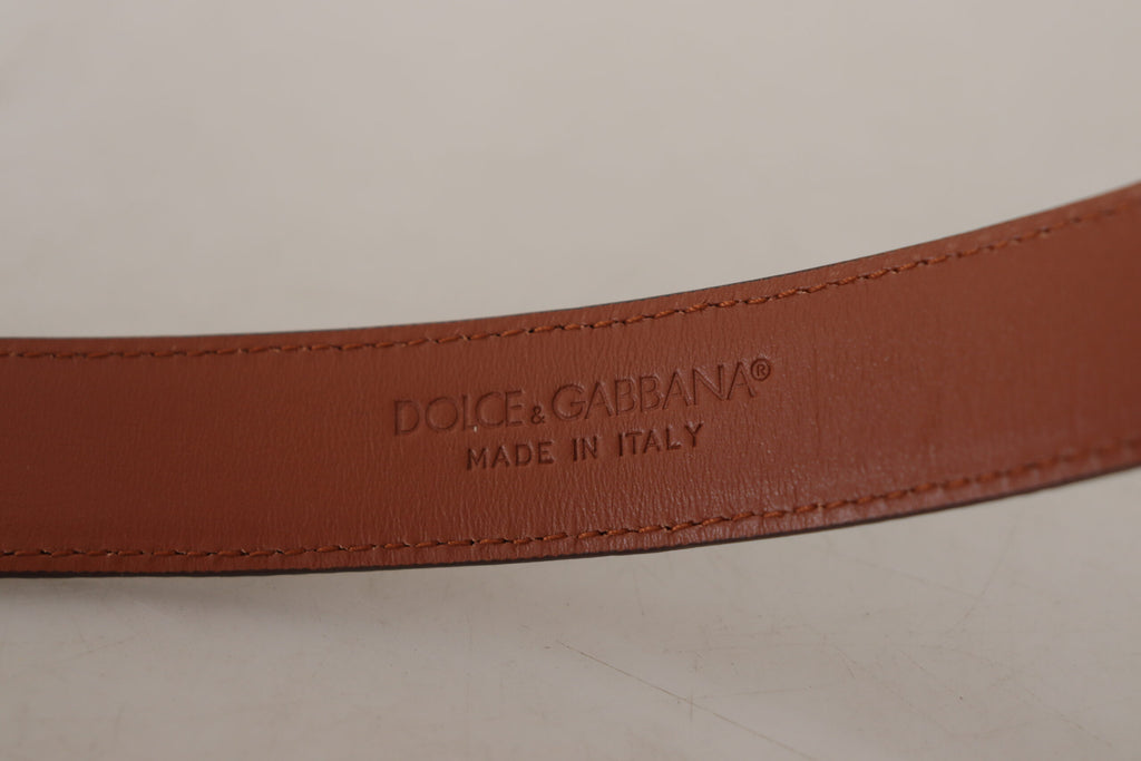 Dolce & Gabbana Brown Leopard Embossed Leather Buckle Belt - Maison Luxe