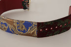 Dolce & Gabbana Red Embroidered Leather Gold Logo Metal Buckle Belt - Maison Luxe