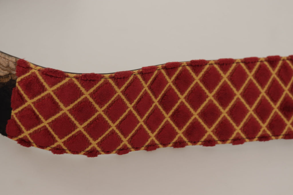 Dolce & Gabbana Multicolor Wide Leather Floral Gold Metal Buckle Belt - Maison Luxe