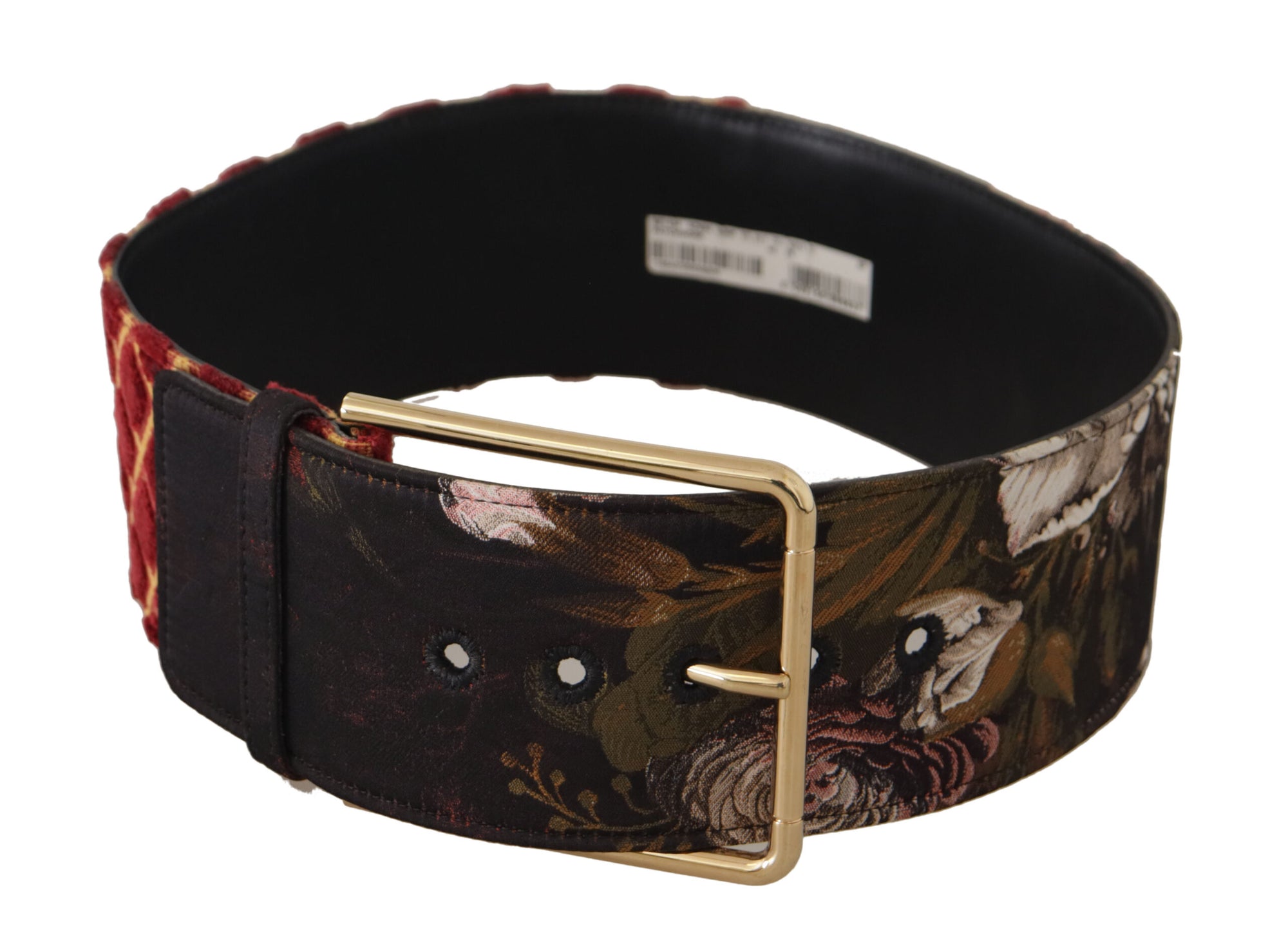Dolce & Gabbana Multicolor Wide Leather Floral Gold Metal Buckle Belt - Maison Luxe