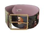 Dolce & Gabbana Multicolor Leather Embroidered Gold Metal Buckle Belt - Maison Luxe