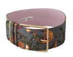 Dolce & Gabbana Multicolor Leather Embroidered Gold Metal Buckle Belt - Maison Luxe