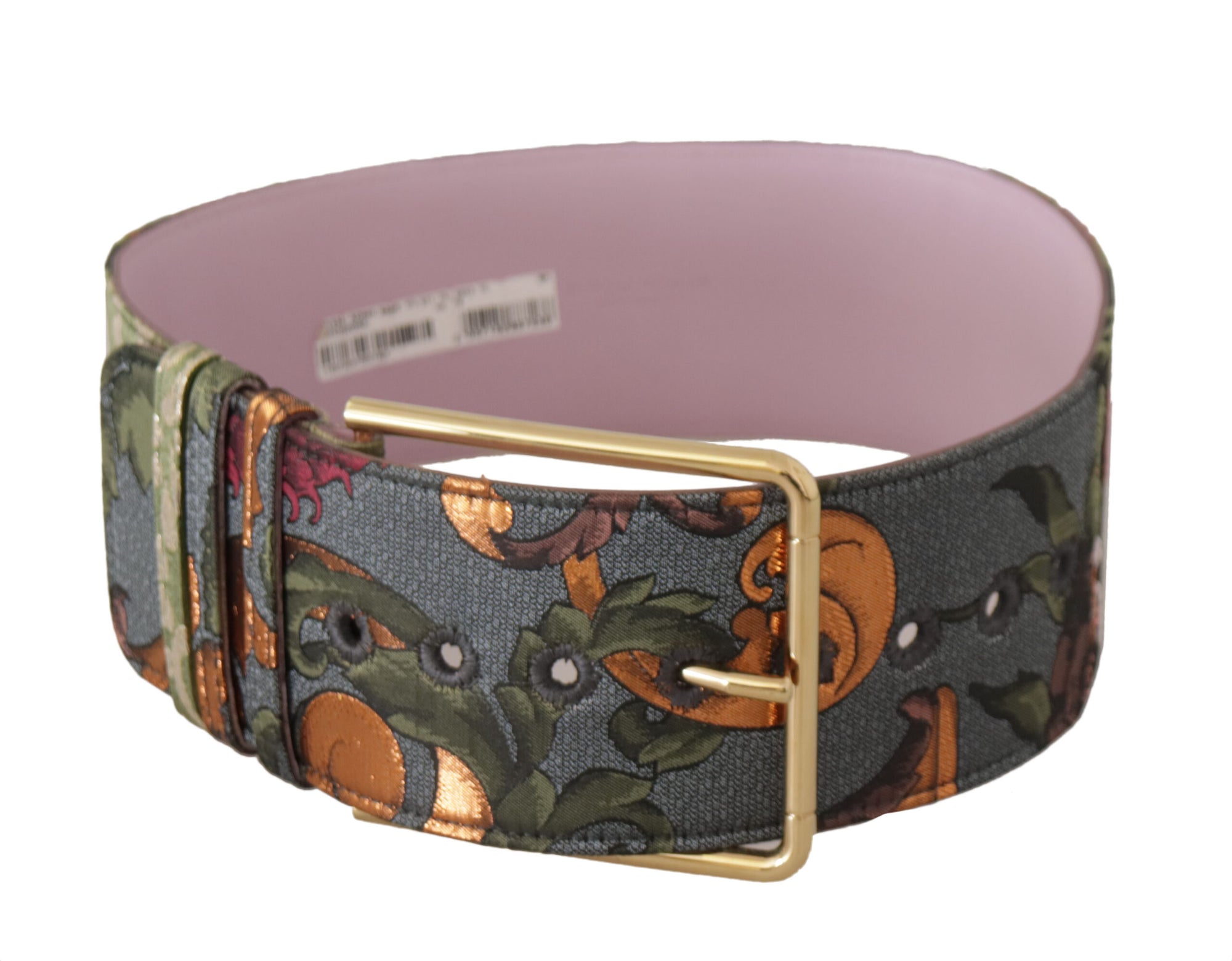 Dolce & Gabbana Multicolor Leather Embroidered Gold Metal Buckle Belt - Maison Luxe
