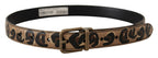 Dolce & Gabbana Brown Leather Leopard Print Bronze Metal Buckle Belt - Maison Luxe