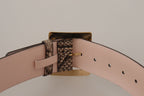 Dolce & Gabbana Beige Exotic Leather Wide Gold Metal Buckle Belt - Maison Luxe
