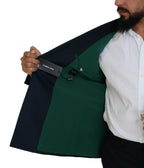 Dolce & Gabbana Blue Double Breasted Formal Coat Blazer