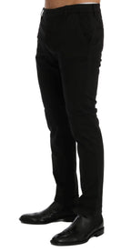 Costume National Black Slim Fit Cotton Stretch Pants