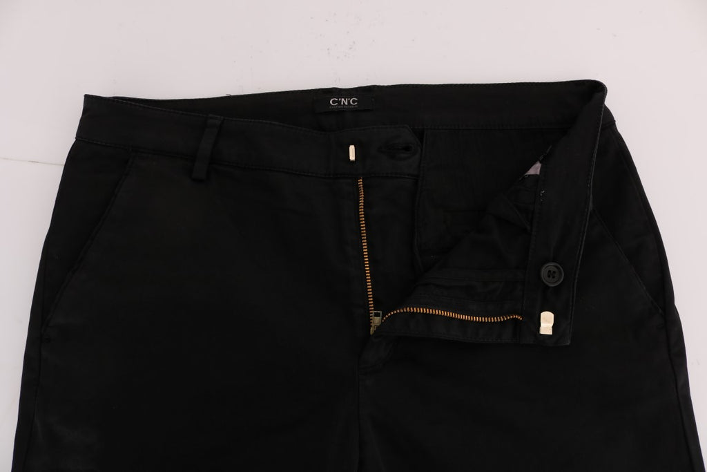 Costume National Black Slim Fit Cotton Stretch Pants