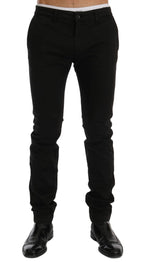 GF Ferre Black Cotton Stretch Chinos Pants