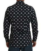 Dolce & Gabbana Black Crown Print GOLD Slim Shirt