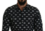 Dolce & Gabbana Black Crown Print GOLD Slim Shirt