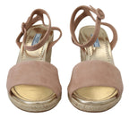Prada Pink Suede Leather Ankle Strap Sandals