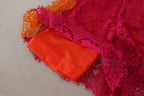 Dolce & Gabbana Pink Orange Lace Cotton High Waist Shorts
