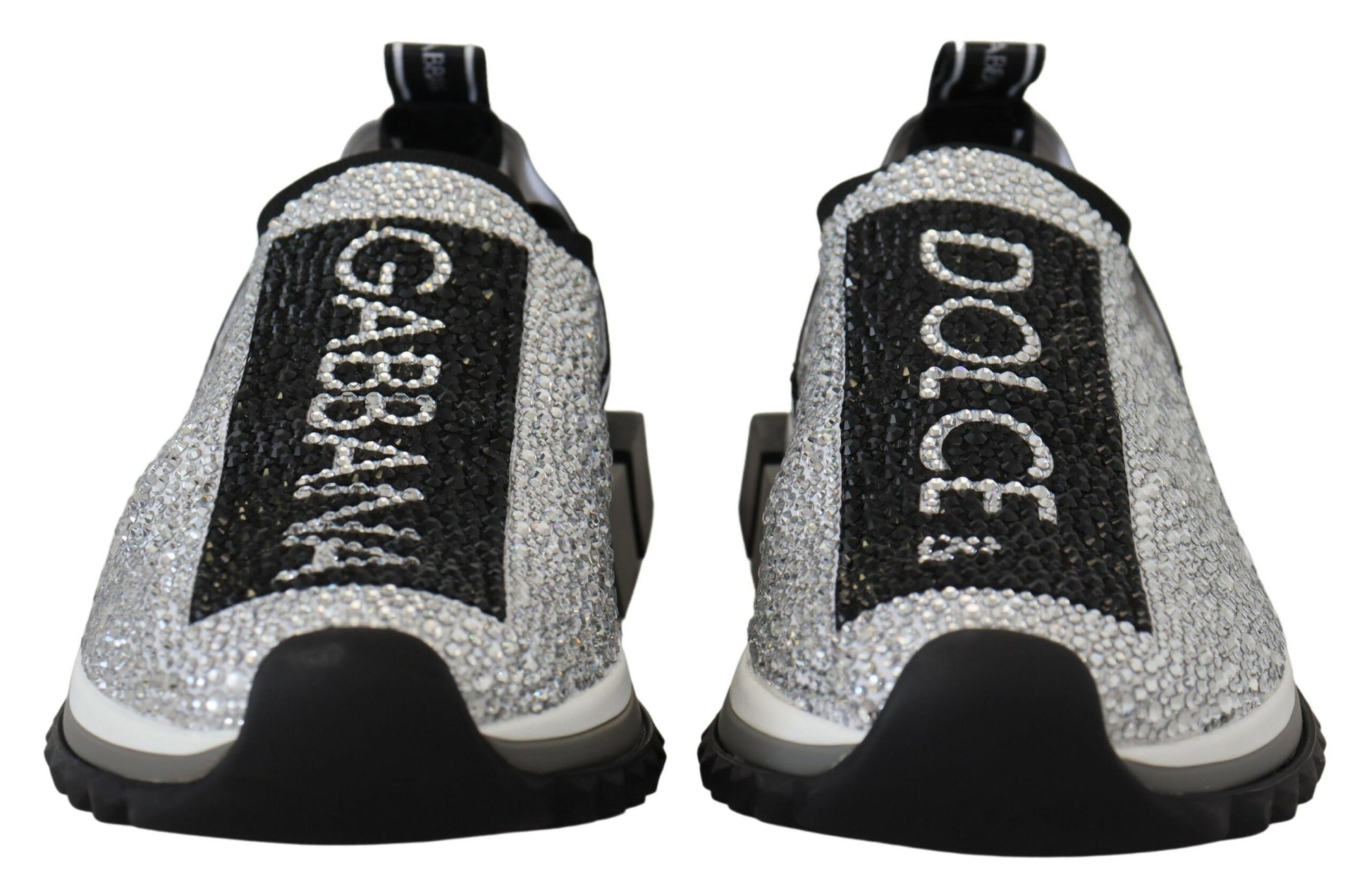 Dolce & Gabbana Silver Rhinestones Sorrento Sneakers Shoes