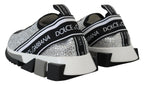 Dolce & Gabbana Silver Rhinestones Sorrento Sneakers Shoes