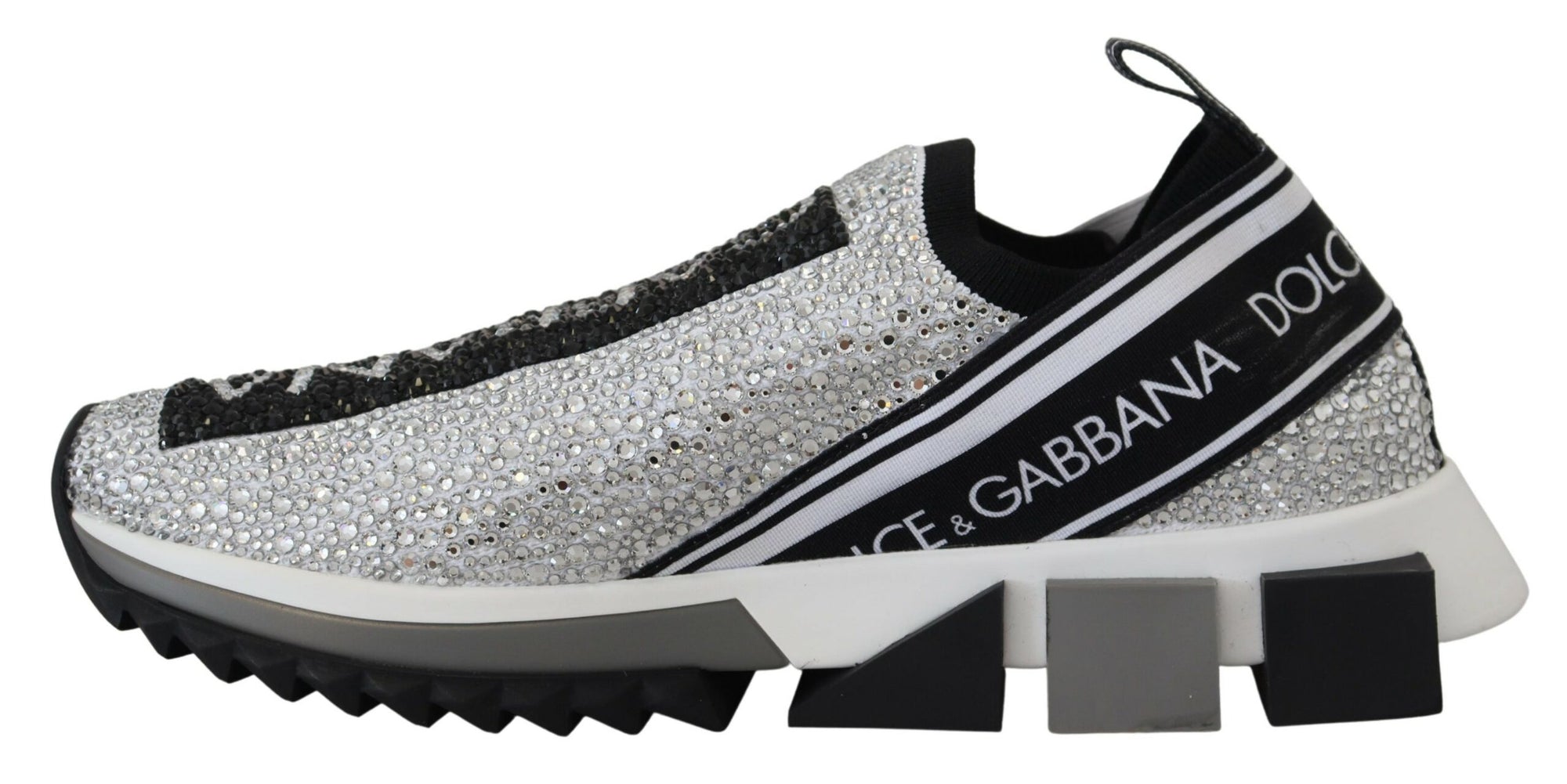 Dolce & Gabbana Silver Rhinestones Sorrento Sneakers Shoes