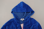 Juicy Couture Blue Cotton Full Zip Cropped Hooded Sweatshirt Sweater