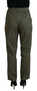 LAUREL Green Cotton High Waist Women Tapered Pants