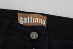 John Galliano Black Cotton Mid Waist Skinny Slim Fit Denim Jeans