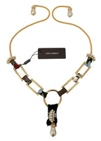 Dolce & Gabbana Gold Brass Sicily Crystal Robe Statement Necklace