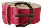 John Galliano Pink Leather Letter Logo Round Buckle Waist Belt - Maison Luxe