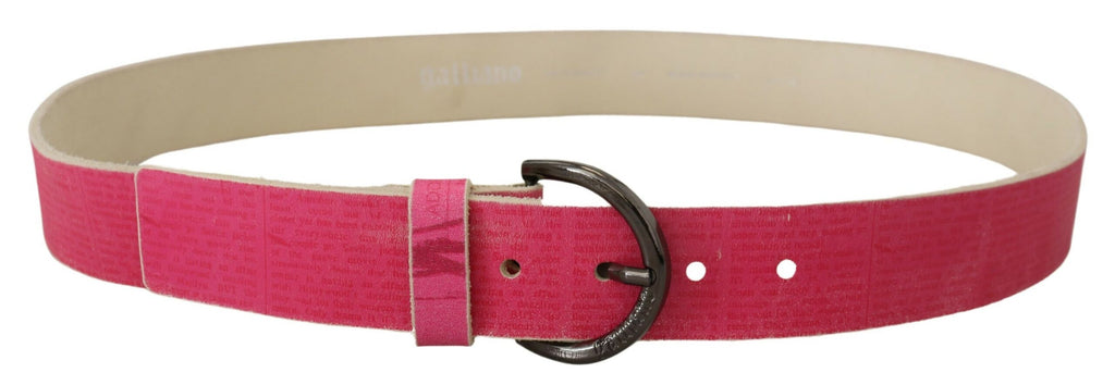 John Galliano Pink Leather Letter Logo Round Buckle Waist Belt - Maison Luxe