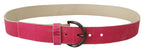 John Galliano Pink Leather Letter Logo Round Buckle Waist Belt - Maison Luxe