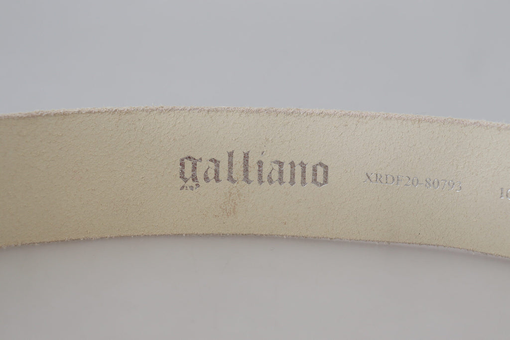 John Galliano Pink Leather Letter Logo Round Buckle Waist Belt - Maison Luxe
