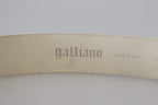 John Galliano Pink Leather Letter Logo Round Buckle Waist Belt - Maison Luxe