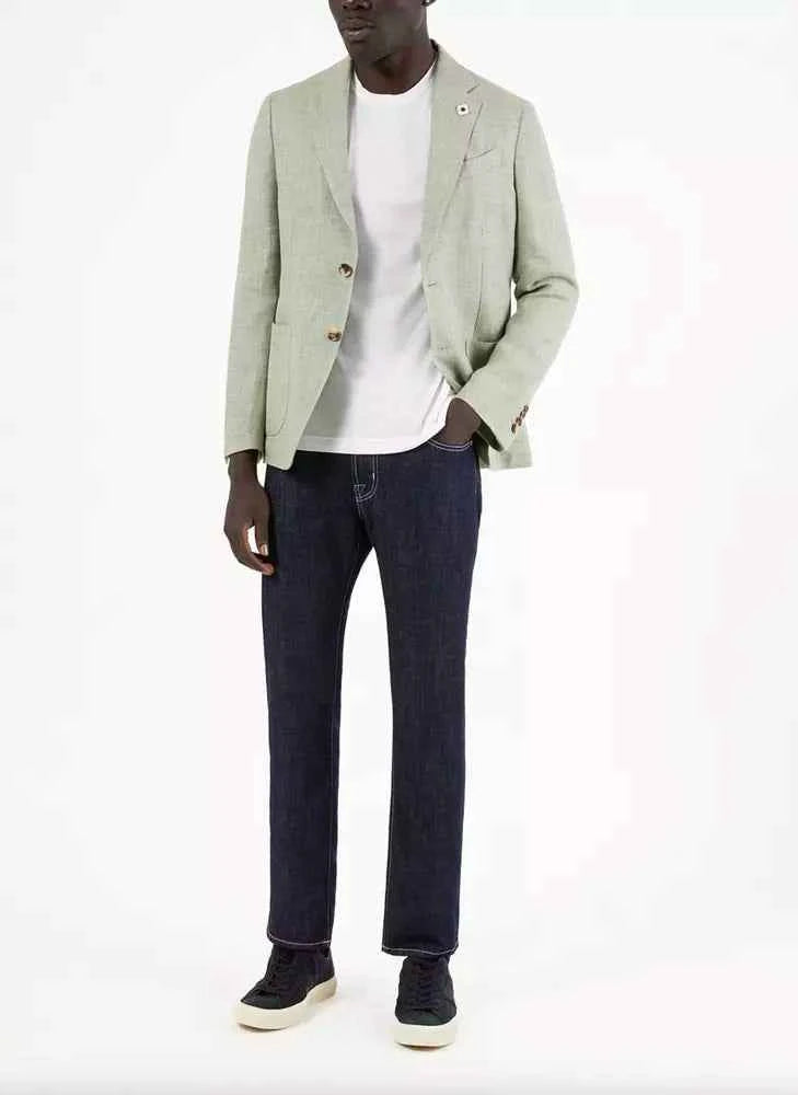 Jacob Cohen Blue Cotton Men Jeans with Straight Leg Cut