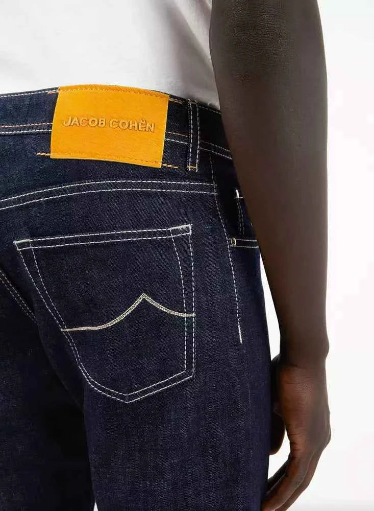 Jacob Cohen Blue Cotton Men Jeans with Straight Leg Cut