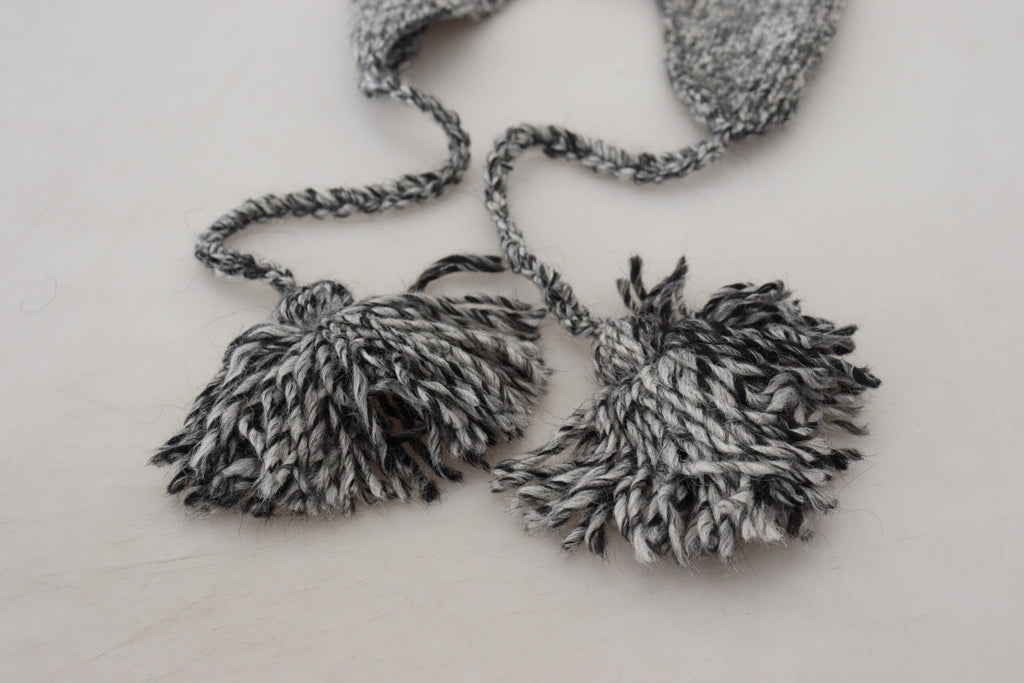 Dolce & Gabbana Gray Warm Fleece Ear Flaps Knit Beanie Hat - Maison Luxe