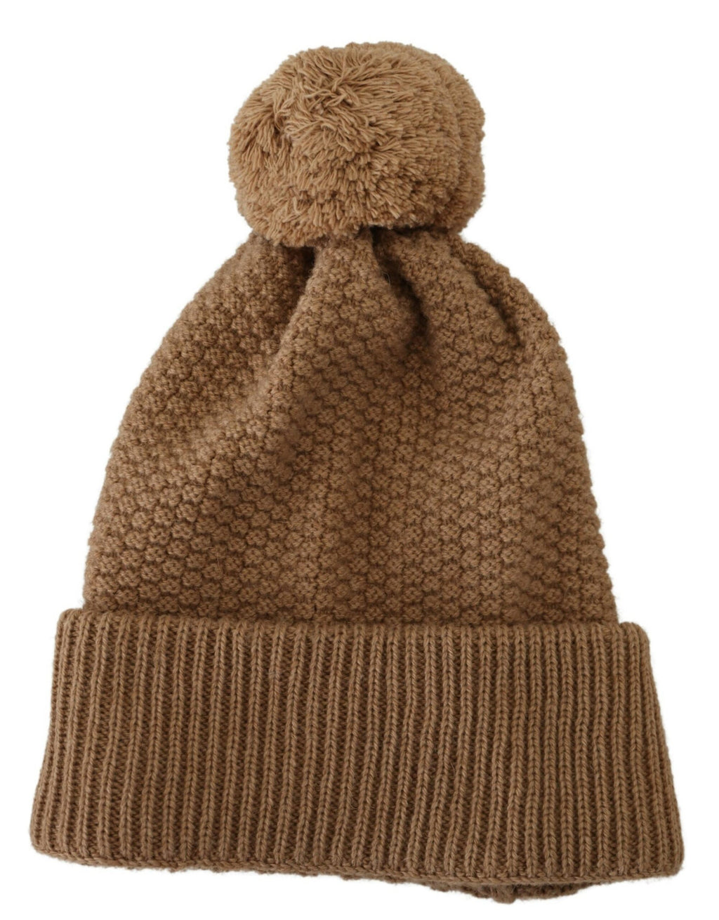 Dolce & Gabbana Brown Solid Knitted Fur Ball Winter Beanie Hat - Maison Luxe