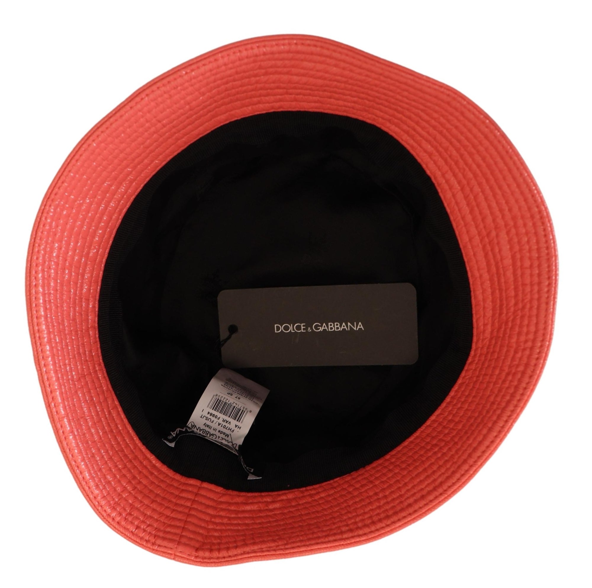Dolce & Gabbana Peach Quilted Faux Leather Women Bucket Cap Hat - Maison Luxe
