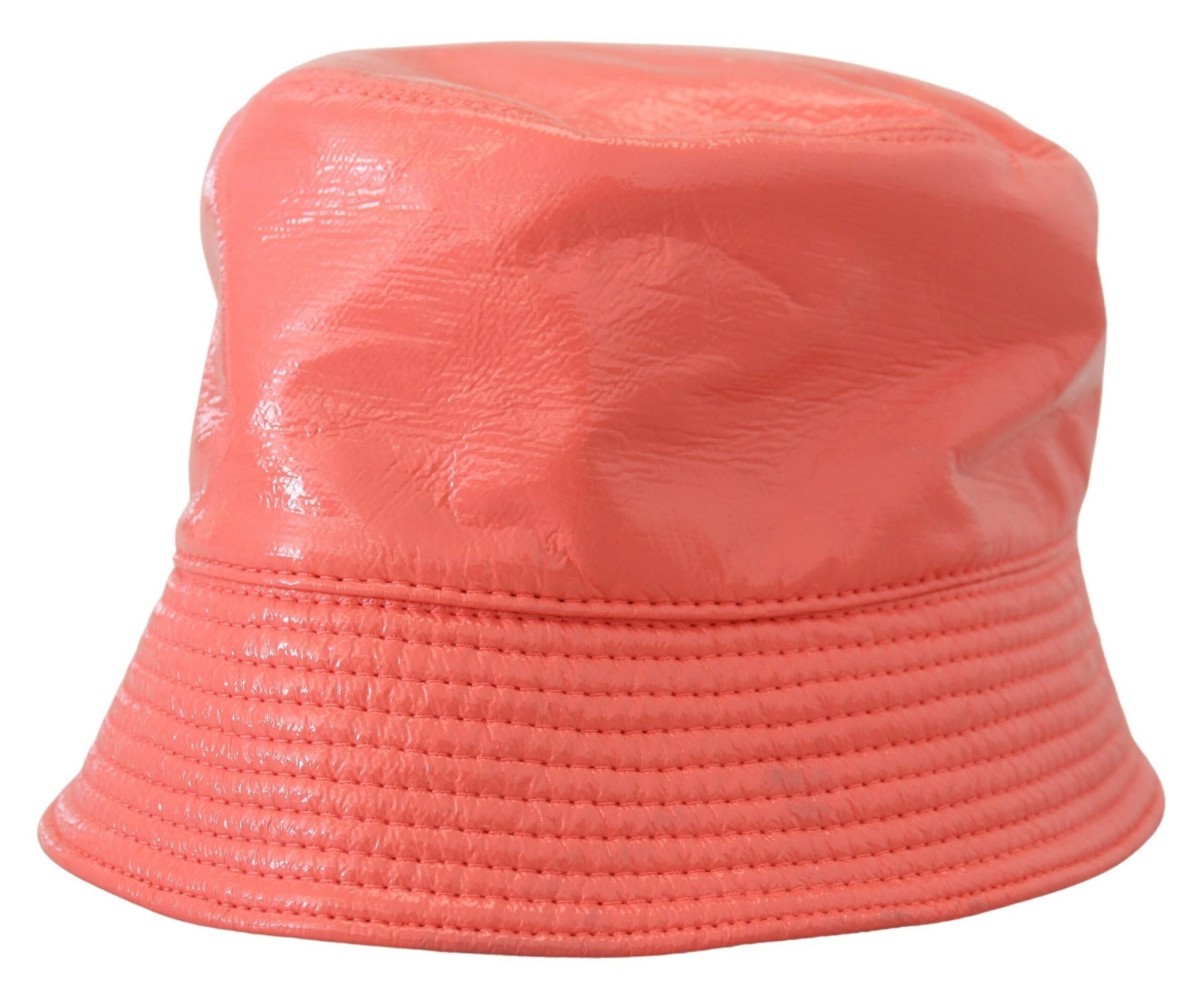 Dolce & Gabbana Peach Quilted Faux Leather Women Bucket Cap Hat - Maison Luxe