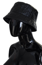 Dolce & Gabbana Black Quilted Faux Leather Women Bucket Cap Hat - Maison Luxe