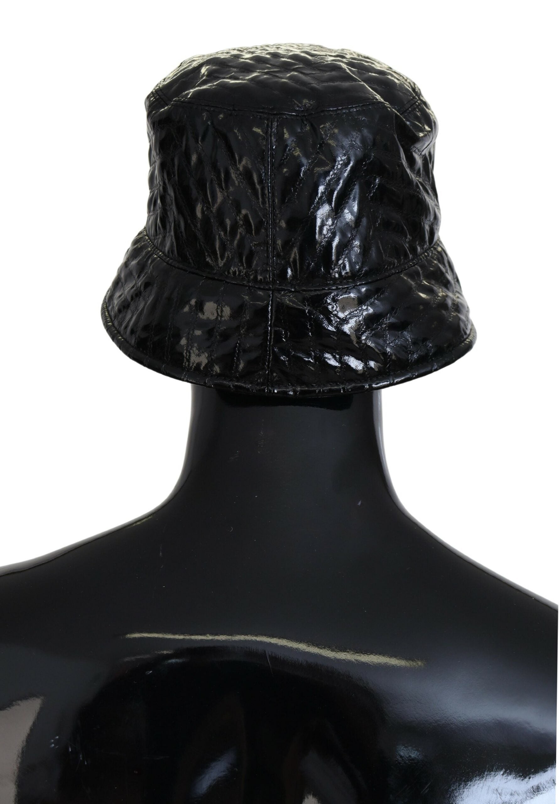 Dolce & Gabbana Black Quilted Faux Leather Women Bucket Cap Hat - Maison Luxe