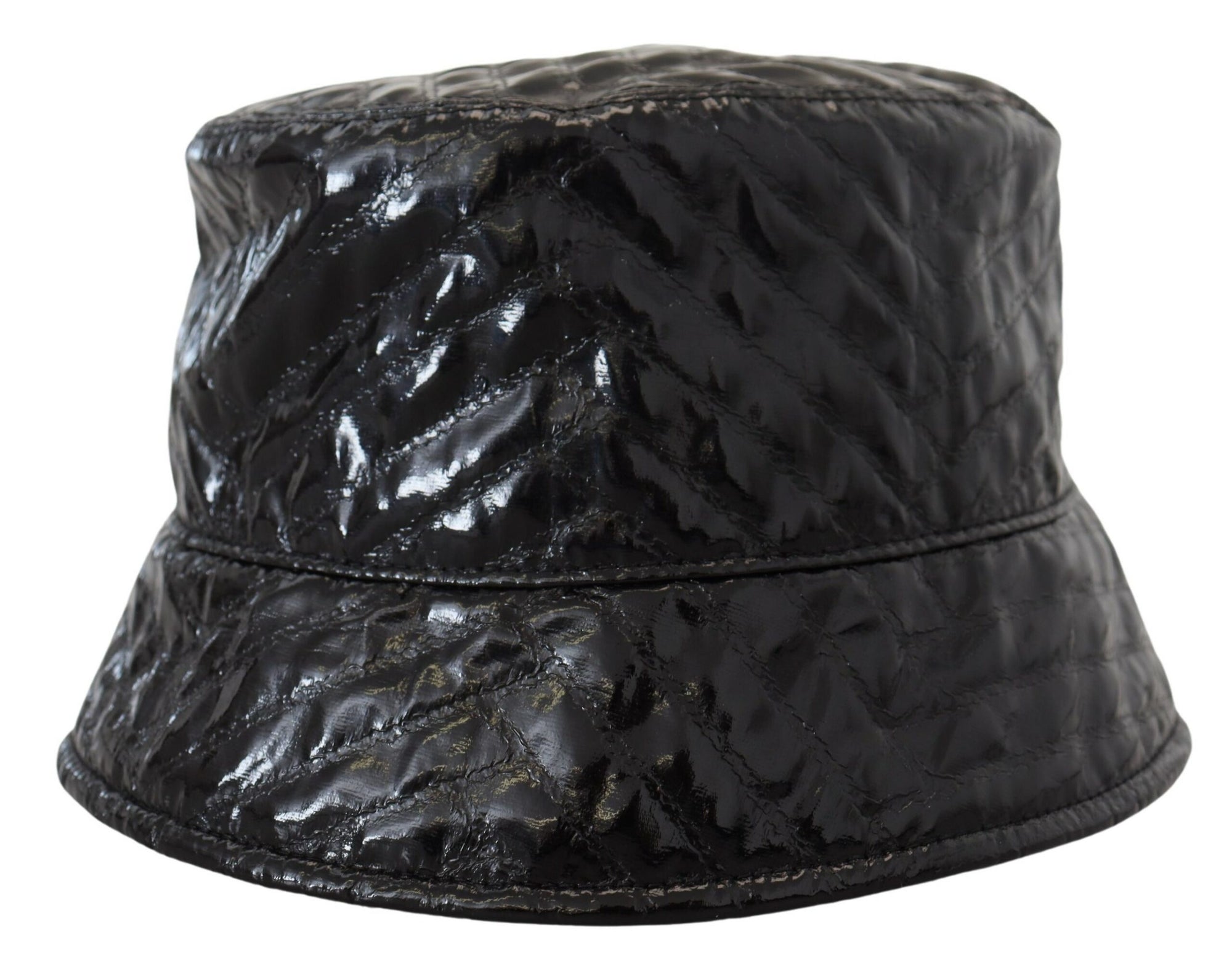Dolce & Gabbana Black Quilted Faux Leather Women Bucket Cap Hat - Maison Luxe