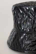 Dolce & Gabbana Black Quilted Faux Leather Women Bucket Cap Hat - Maison Luxe