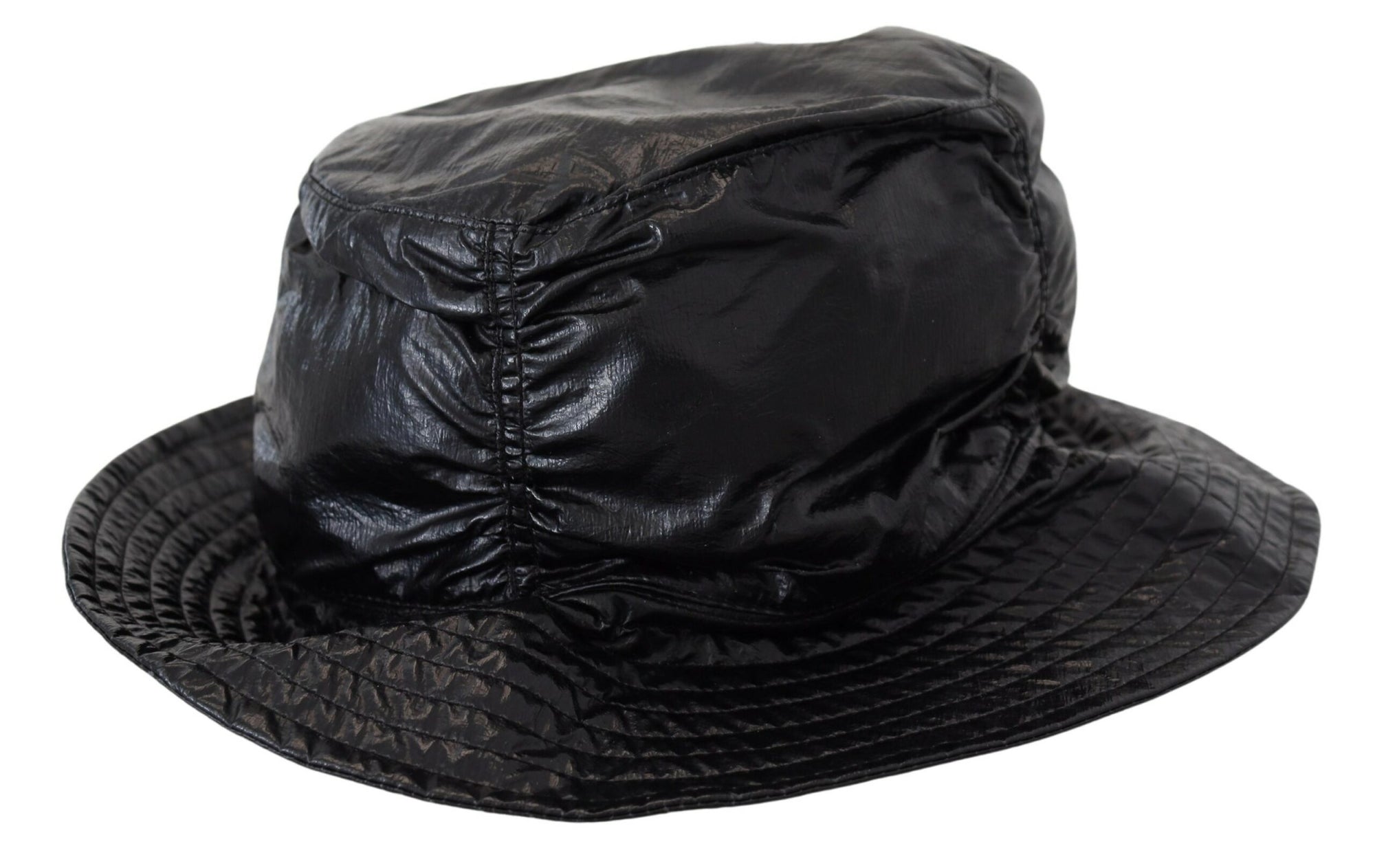 Dolce & Gabbana Black Quilted Faux Leather Women Bucket Cap Hat - Maison Luxe