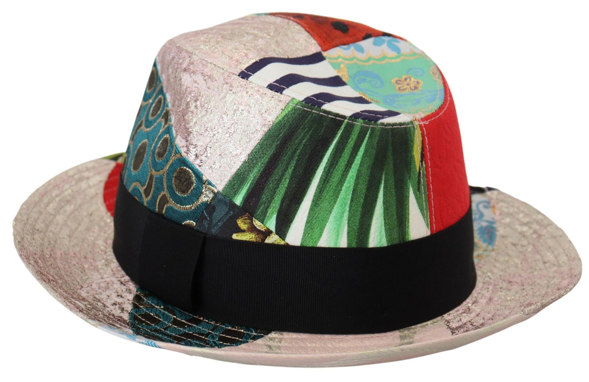 Dolce & Gabbana Multicolor Patchwork Women Fedora Wide Brim Hat - Maison Luxe