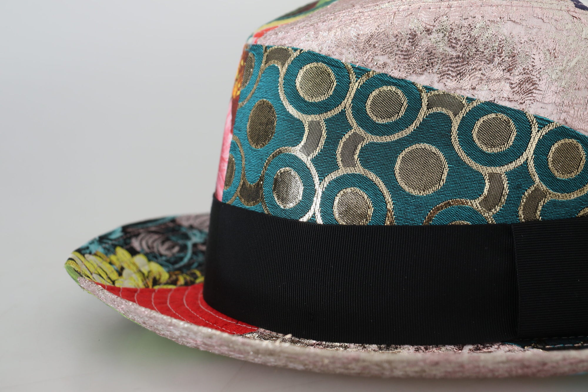 Dolce & Gabbana Multicolor Patchwork Women Fedora Wide Brim Hat - Maison Luxe