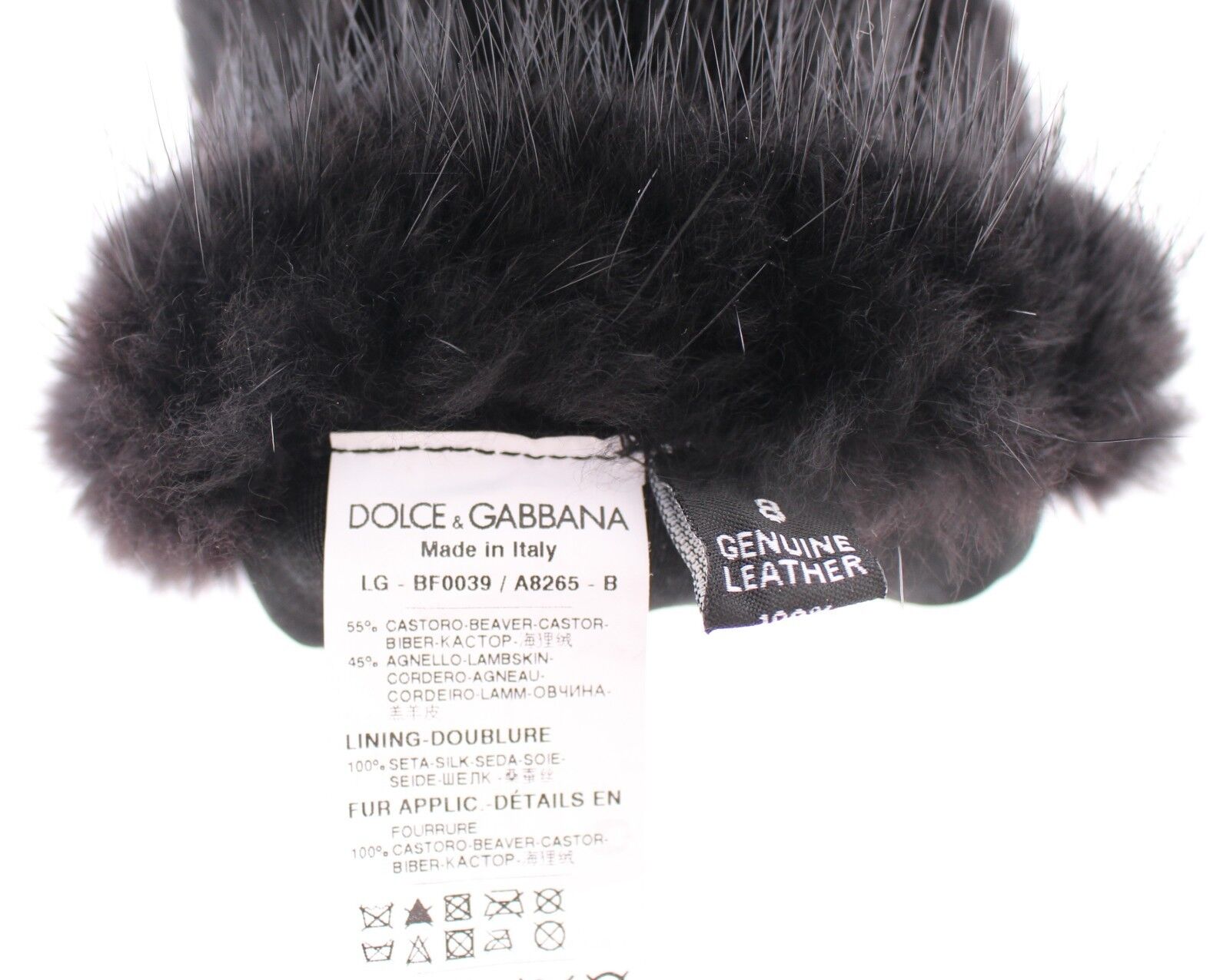 Dolce & Gabbana Black Beaver Fur Lambskin Leather Elbow Gloves - Maison Luxe