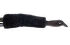 Dolce & Gabbana Black Beaver Fur Lambskin Leather Elbow Gloves - Maison Luxe