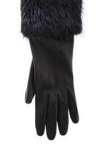 Dolce & Gabbana Black Beaver Fur Lambskin Leather Elbow Gloves - Maison Luxe