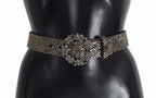 Dolce & Gabbana Multicolor Wide Crystal Buckle Sequined Belt - Maison Luxe