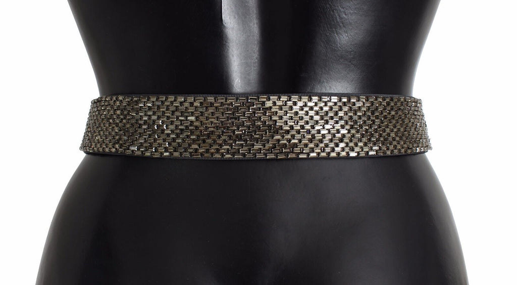 Dolce & Gabbana Multicolor Wide Crystal Buckle Sequined Belt - Maison Luxe