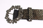 Dolce & Gabbana Multicolor Wide Crystal Buckle Sequined Belt - Maison Luxe