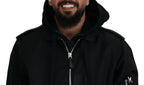 Dolce & Gabbana Black Nylon Hooded Full Zip Men Coat Jacket