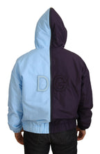 Dolce & Gabbana Black Blue DG Hooded Full Zip Men Jacket